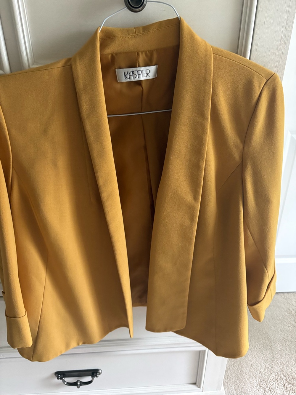 Kasper Women's Mustard Open-Front Shawl Collar Blazer